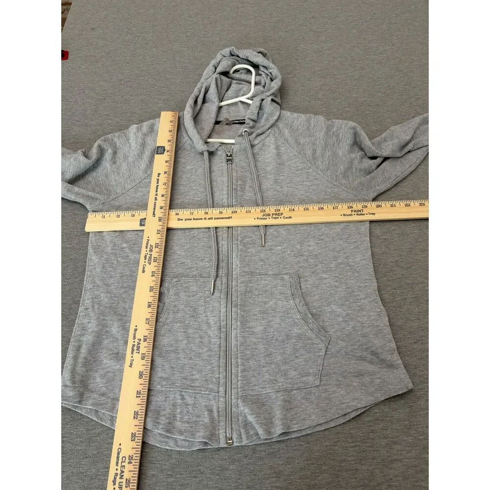Calvin Klein Performance Womens Medium Gray Waffle Knit Zip Up Hoodie Jacket
